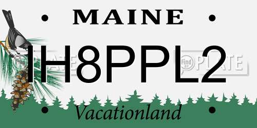 IH8PPL2 Maine License Plate