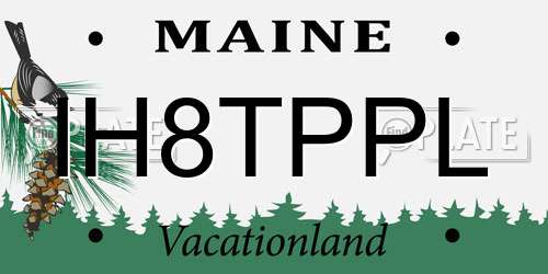 IH8TPPL Maine License Plate