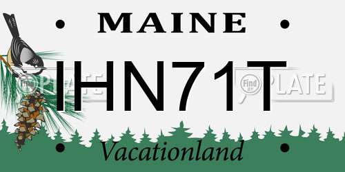 IHN71T Maine License Plate