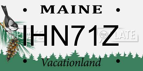 IHN71Z Maine License Plate