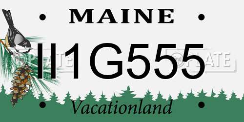 II1G555 Maine License Plate