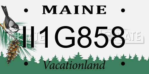 II1G858 Maine License Plate