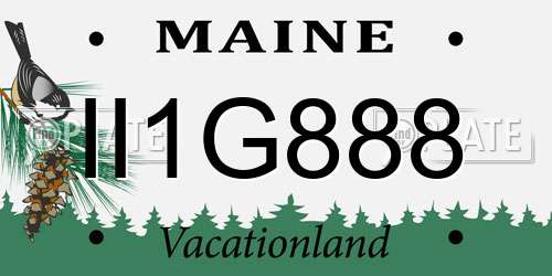 II1G888 Maine License Plate