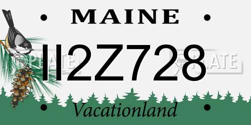 II2Z728 Maine License Plate