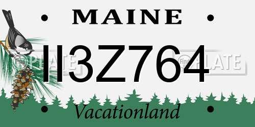 II3Z764 Maine License Plate