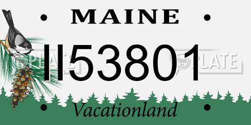 II53801 Maine License Plate