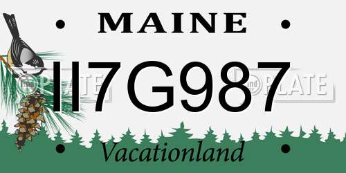 II7G987 Maine License Plate