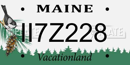 II7Z228 Maine License Plate