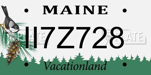 II7Z728 Maine License Plate