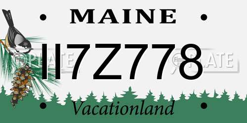 II7Z778 Maine License Plate