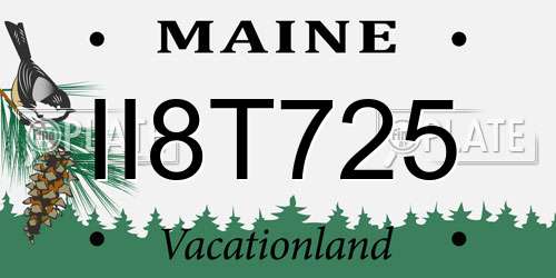 II8T725 Maine License Plate