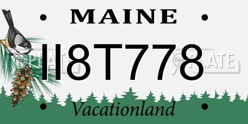 II8T778 Maine License Plate