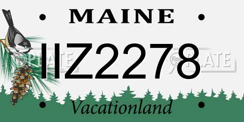 IIZ2278 Maine License Plate