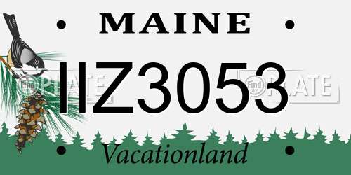 IIZ3053 Maine License Plate