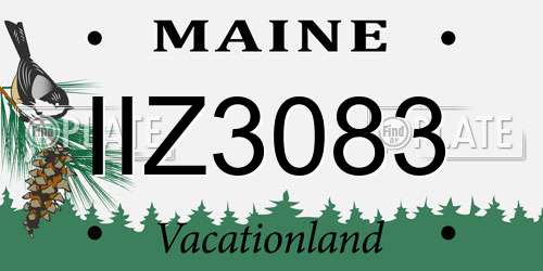 IIZ3083 Maine License Plate