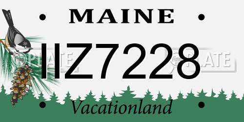 IIZ7228 Maine License Plate