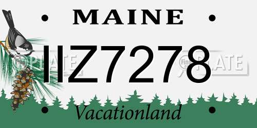IIZ7278 Maine License Plate
