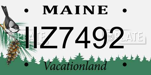 IIZ7492 Maine License Plate