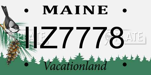 IIZ7778 Maine License Plate