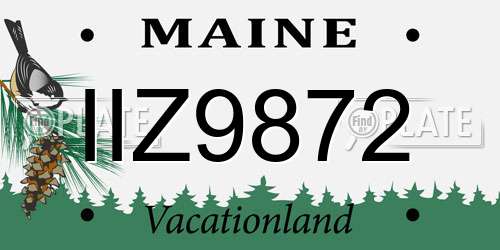 IIZ9872 Maine License Plate