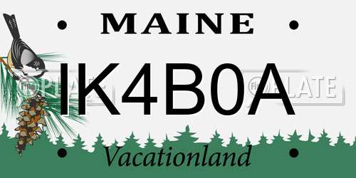 IK4B0A Maine License Plate