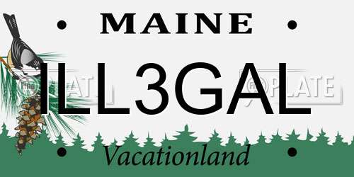 ILL3GAL Maine License Plate