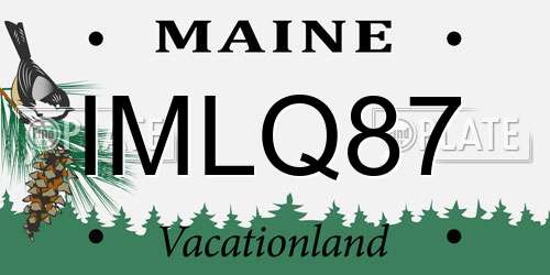 IMLQ87 Maine License Plate