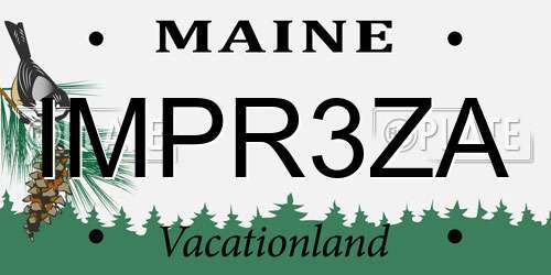 IMPR3ZA Maine License Plate