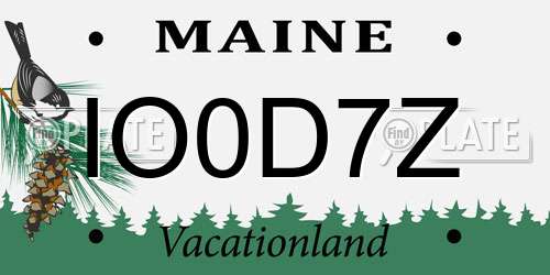 IO0D7Z Maine License Plate