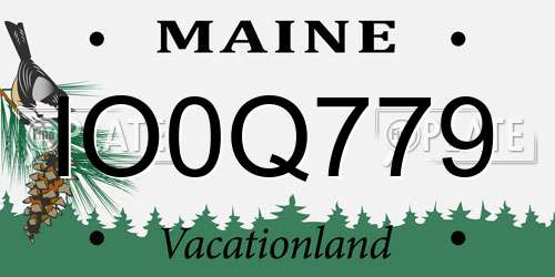 IO0Q779 Maine License Plate