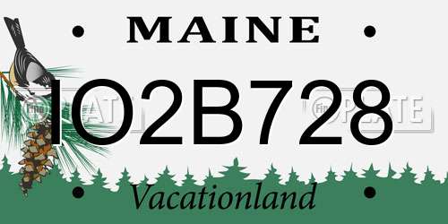 IO2B728 Maine License Plate