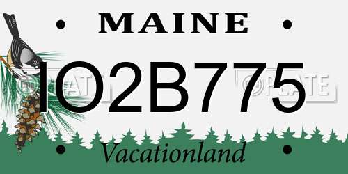 IO2B775 Maine License Plate