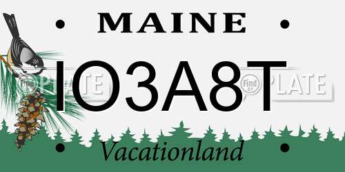 IO3A8T Maine License Plate