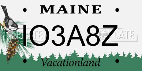 IO3A8Z Maine License Plate
