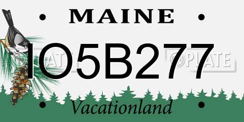 IO5B277 Maine License Plate