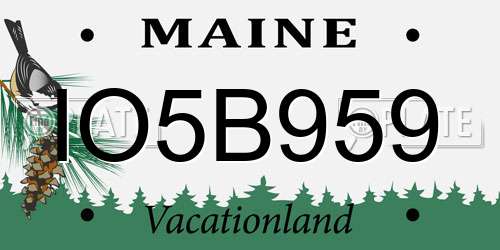 IO5B959 Maine License Plate