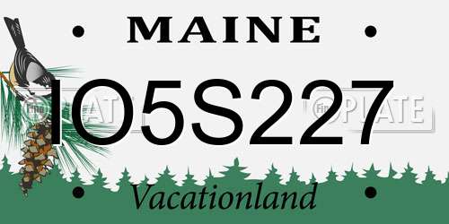 IO5S227 Maine License Plate