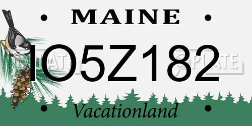 IO5Z182 Maine License Plate
