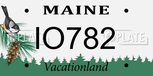 IO782 Maine License Plate