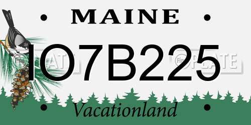IO7B225 Maine License Plate