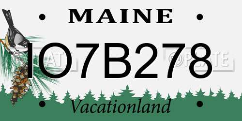 IO7B278 Maine License Plate