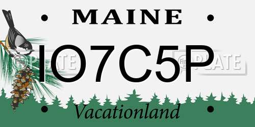 IO7C5P Maine License Plate