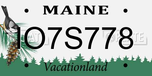 IO7S778 Maine License Plate