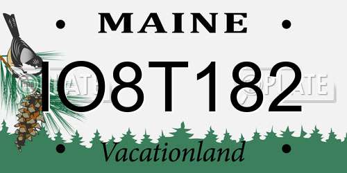 IO8T182 Maine License Plate