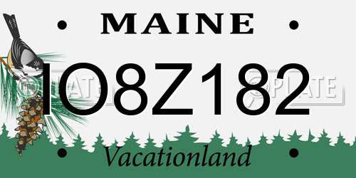 IO8Z182 Maine License Plate