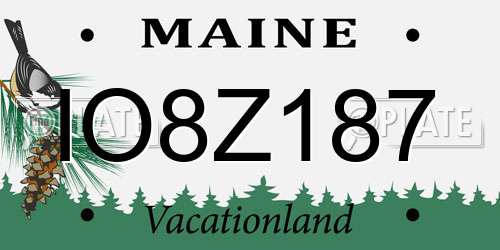 IO8Z187 Maine License Plate
