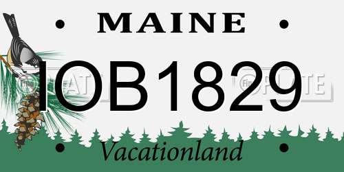 IOB1829 Maine License Plate