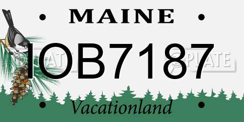 IOB7187 Maine License Plate