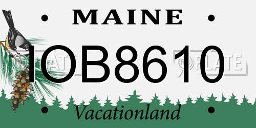 IOB8610 Maine License Plate