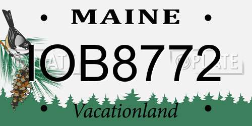 IOB8772 Maine License Plate
